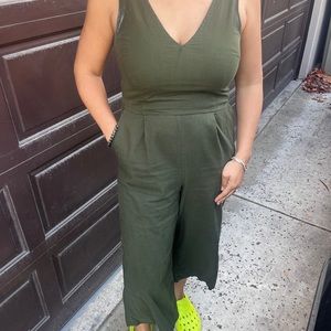 Lucky Brand Olive Green Cropped Jumpsuit
